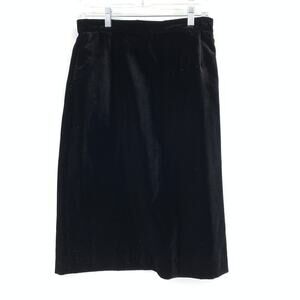 Napa Valley Velvet Skirt Womens Sz 29" US 8 Black Midi High Waist Vintage